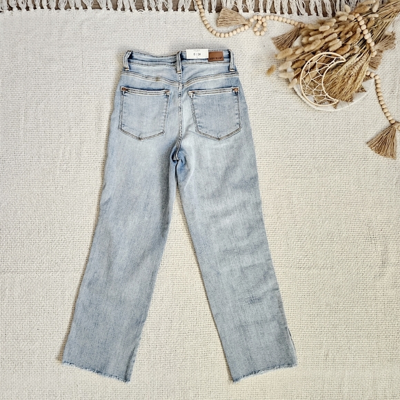 SOLD | Judy Blue Raw Hem Straight Leg Split Ankle Jeans Size 0(24) Rare Find - Picture 9 of 14